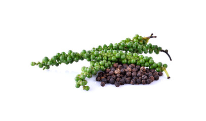 Black pepper on white background