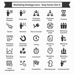 Marketing Strategy Icons - Gray Series (Set 3)
