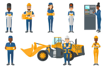 Vector set of industrial workers.