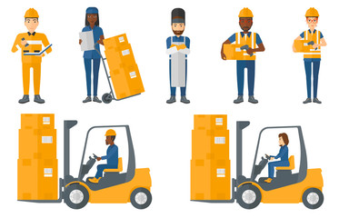 Vector set of industrial workers.