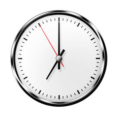 Wall clock without numbers isolated on white background. 3d illustration.  