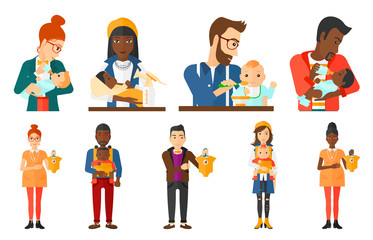 Fototapeta premium Vector set of maternity and parenthood.