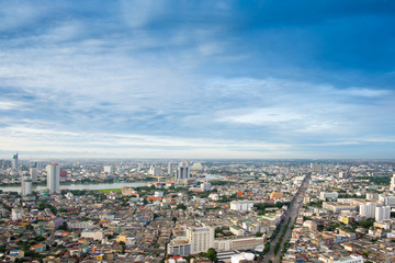 Fototapeta na wymiar Bangkok City Scape on Bright Sky Day, The most populous metropolis in Thailand