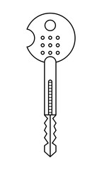 Door key isolated on white background.. Flat linear icon. Vector 