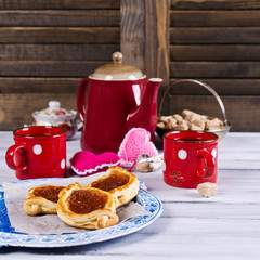 Homemade buns with jam