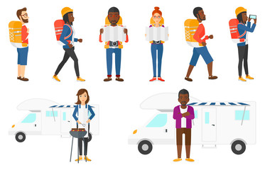 Fototapeta premium Vector set of traveling people.