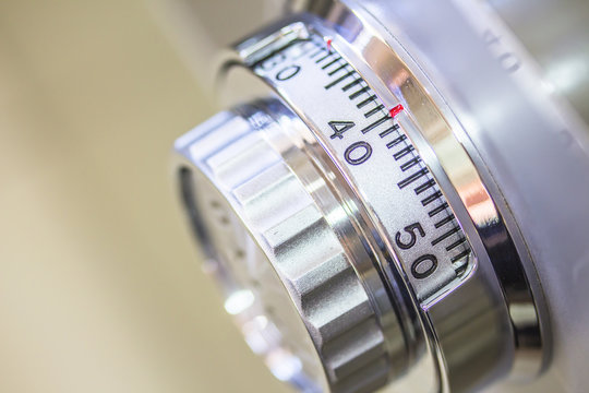 image of a combinations safe dial lock, close up