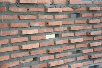 void on red old brick wall background 