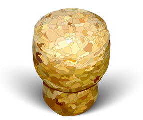champagne cork standing white background photorealistic