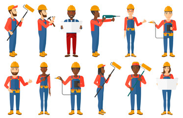 Fototapeta na wymiar Vector set of constructors and builders characters