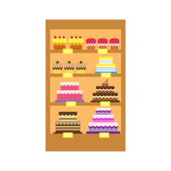 Fototapeta premium Vector illustration of cakes store display