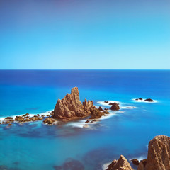 Cliff Rocks and Ocean Andalusia. Cabo de Gata, Almeria, Spain