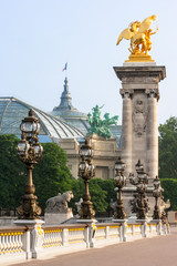 Fototapeta premium Pont Alexandre III bridge (details) and Grand Palais. Paris, Fra
