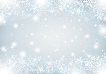 Winter background with snow and snowflakes Vector
