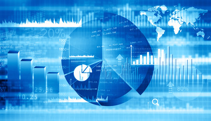 Background image of digital graph and charts. 3d render .