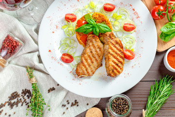 steaks  with  kuskus groats