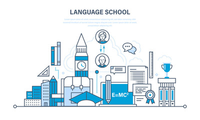 Fototapeta premium School foreign language learning, modern education, distance , communication