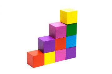 colored children cubes on  white isolated background