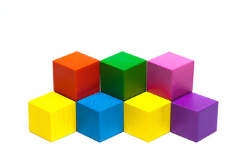 Obraz premium colored children cubes on white isolated background