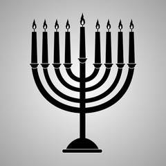 Happy Hanukkah, Jewish holiday. Hanukkah menorah isolated on white. Vector illustration. Hanuka shabbat candles