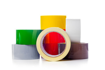 Roll of transparent sticky tape isolated