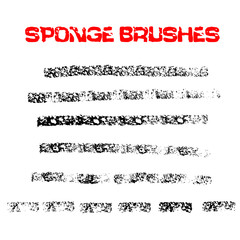 Black and white sponge print striped grunge brushes. Vector illustration