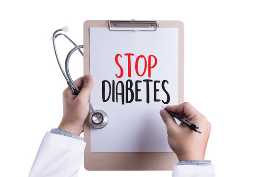 STOP DIABETES CONCEPT Stop diabetes against healthy