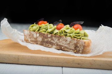 bruschetta with cream and tomatoes