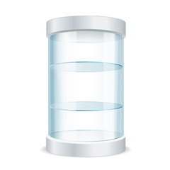 Round Empty Glass Showcase for Exhibit. Vector