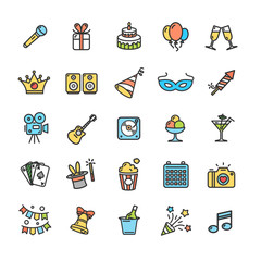 Party Icon Thin Line Set. Vector