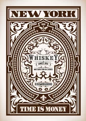 Papier Peint photo Étiquettes vintage Étiquette de whisky avec de vieux cadres. Vecteur en couches