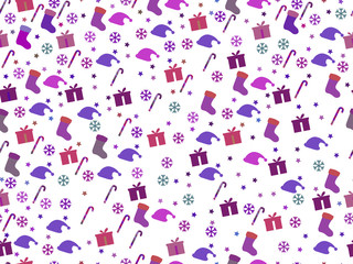 Seamless pattern with candy canes and gift box. Christmas pattern. Vector illustration.