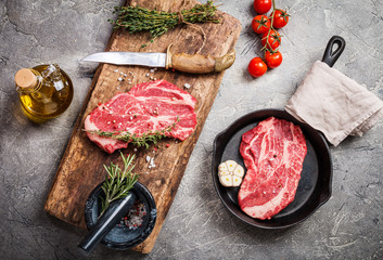 Raw fresh ribeye steak