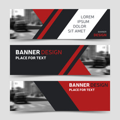 Set of three red horizontal business banner templates.