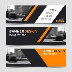 Set of three yellow horizontal business banner templates
