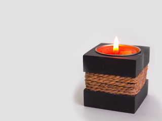 spa candle on a wooden background