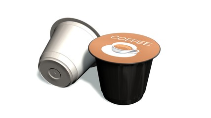 
disposable coffee capsules isolated on a white background