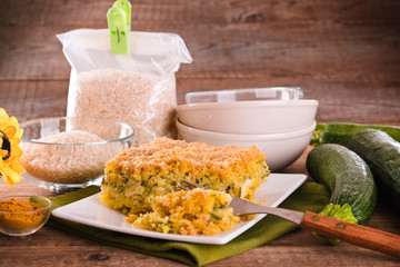 Rice timbale with zucchini. 
