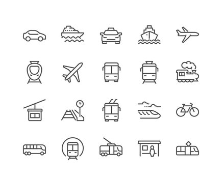 Line Public Transport Icons