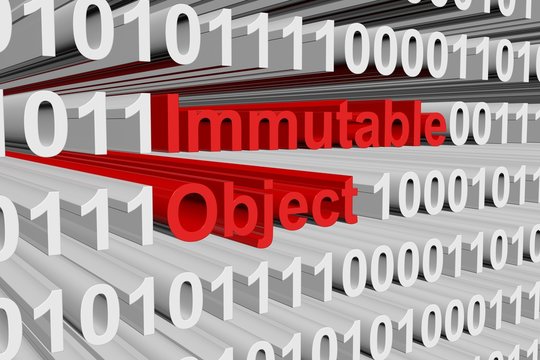 Immutable object as a binary code 3D illustration