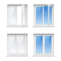  Plastic Window Frames 4 Realistic Icons Set 