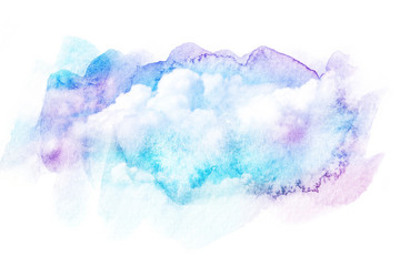 Watercolor illustration of sky with cloud.