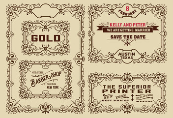 Old advertisements and frames pack- Vintage illustration Layered