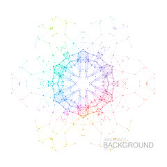 Fototapeta premium Plexus Iridescent Geometric Wreath.