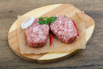 Raw burget cutlet