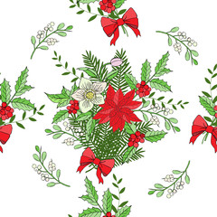 Seamless pattern with Christmas decoration