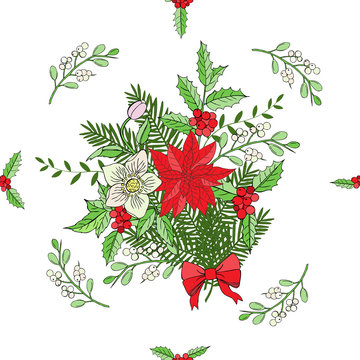 Seamless pattern with Christmas decoration