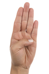 Hand Sign Four Isolated