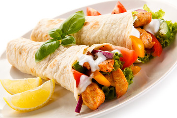 Kebabs - grilled meat and vegetables 