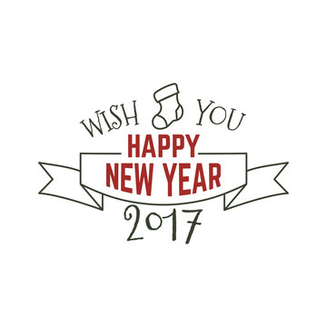 Happy New Year typography wish sign. Vector illustration of Christmas calligraphy label. Use for holiday photo overlays, tee designs,   card and so on.